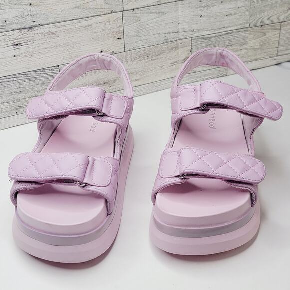 BAMBOO Shoes - Bamboo 8M 2.5" Platform Chunky Heel Sandal Lavender Hook Loop Closure Fairycore